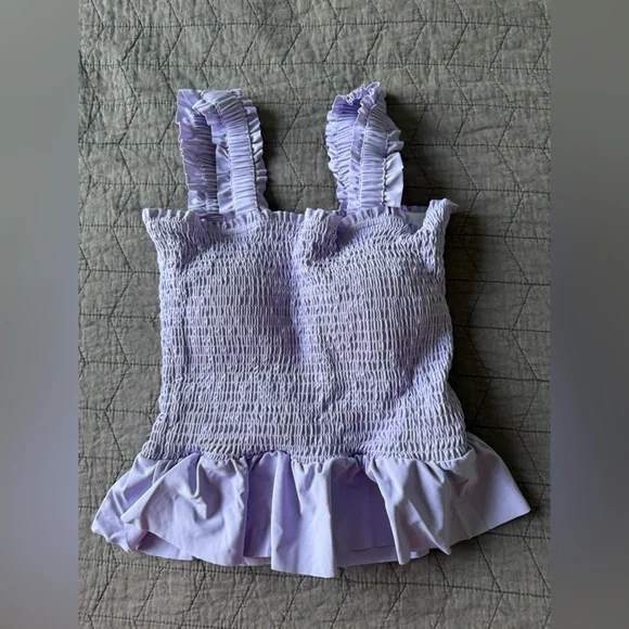 NWT Rad Swimwear Saidee Lilac Smocked Peplum Tankini Bathing Suit Top M Bottom L - Picture 5 of 15